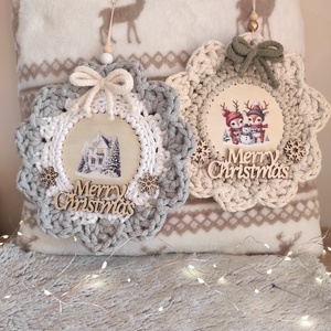 Karácsonyi horgolt kopogtató  - karácsony - karácsonyi lakásdekoráció - karácsonyi ajtódíszek - Meska.hu