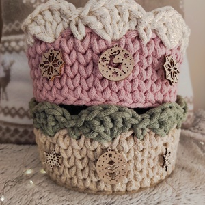 Karácsonyi horgolt kosár  - Meska.hu