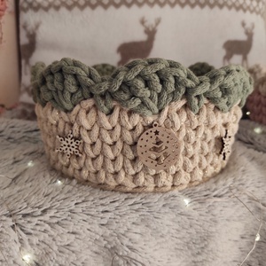 Karácsonyi horgolt kosár  - karácsony - karácsonyi lakásdekoráció - karácsonyi lakásdíszek - Meska.hu