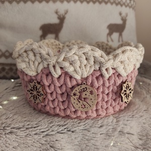 Karácsonyi horgolt kosár  - karácsony - karácsonyi lakásdekoráció - karácsonyi lakásdíszek - Meska.hu