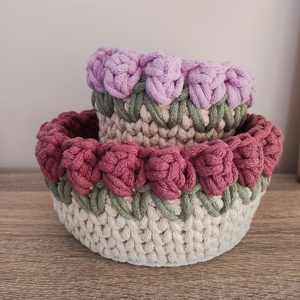 Tulipános horgolt tároló  - Meska.hu
