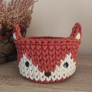 Rókás horgolt tároló , Otthon & Életmód, Tárolás & Rendszerezés, Tárolókosár, Horgolás, MESKA