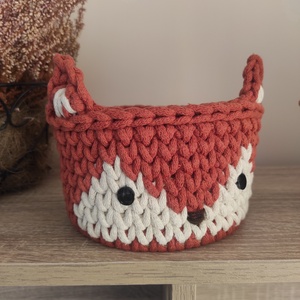 Rókás horgolt tároló  - otthon & életmód - tárolás & rendszerezés - tárolókosár - Meska.hu