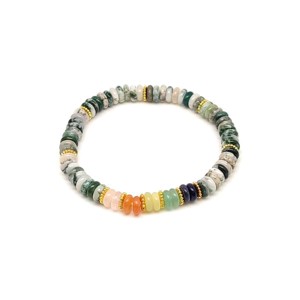 Achát fa ásvány karkötő 5 korong köves díszítéssel 62 mm, Ékszer, Karkötő, Ásványkarkötő, , MESKA