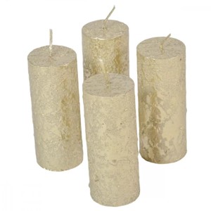 Fröcskölt henger gyertya 40x100 mm - világos arany szett, Kellékek & szerszámok, Dekorációs kellékek, Dekorációs gyertya, , MESKA