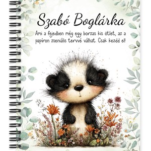 Személyre szabható - Az éjszakák vándora, édes kis borz mintás A6-os füzet, Otthon & Életmód, Papír, írószer, Jegyzetfüzet & Napló, , MESKA