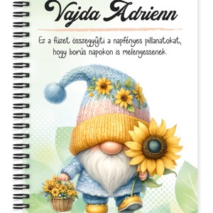 Személyre szabható - Cuki napraforgós manó kosárral mintás A6-os füzet, Otthon & Életmód, Papír, írószer, Jegyzetfüzet & Napló, , MESKA