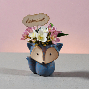 Rókás virágdekoráció, Otthon & Életmód, Virágdekoráció, Virágdíszek, Asztali virágdísz, Virágkötés, Különleges, szeretettel készült apró ajándék óvónéniknek, tanítóknak vagy bármely szívünknek kedves..., MESKA