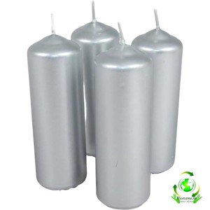 Metál henger gyertya szett 40x120mm - ezüst, Kellékek & szerszámok, Dekorációs gyertya, Dekorációs kellékek, , MESKA