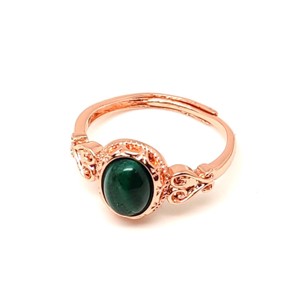 Malachit gyűrű díszes 11x8 mm, rozéarany, állítható Páfrányszív - Meska.hu