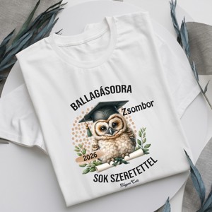 Névvel kérhető Bölcs Bagoly mintás férfi póló Ballagásra, , , MESKA