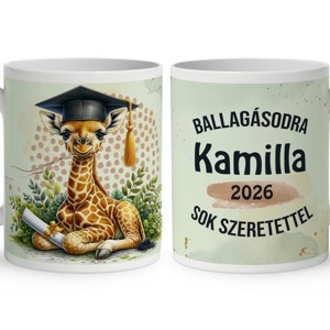 Névvel kérhető Zsiráf - 2026 évi Ballagásra mintás bögre, Otthon & Életmód, Konyhafelszerelés, tálalás, Tálalás, Bögre & Csésze, , MESKA