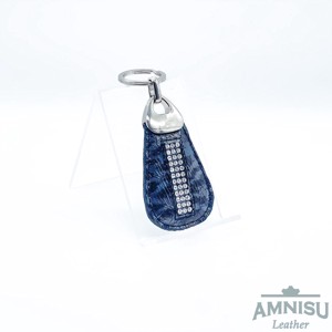 Szürke párduc mintás csepp alakú swarovski köves bőr kulcstartó H8022 - Meska.hu