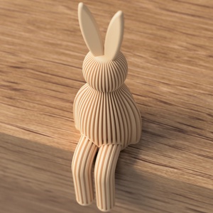 3D húsvéti ülő nyúl bordás - ünnepi díszek, dekorációk - húsvéti díszek és dekorációk - húsvéti asztaldíszek - Meska.hu