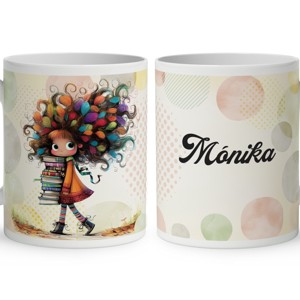 Névvel kérhető - Könyves őszi Könyvmoly lány mintás bögre - Meska.hu