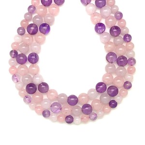 Rózsakvarc Ametiszt golyó 6-7mm  ékszerkészítő alapanyag (füzér), Kellékek & szerszámok, Ásvány alapanyag, Ásványfüzér, , MESKA