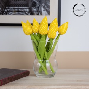 Textil tulipán sárga/fehér, Otthon & Lakás, Dekoráció, Virágdísz és tartó, Csokor & Virágdísz, , MESKA