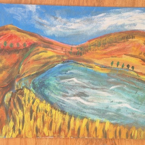 Őszi tópart- festmény - művészet - festmény - akril - Meska.hu
