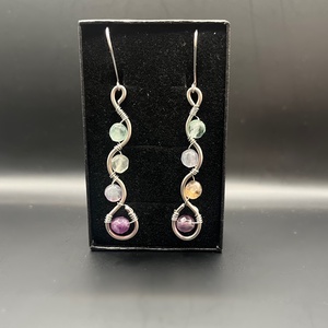 Fluorit ásvány fülbevaló , Ékszer, Fülbevaló, Lógó fülbevaló, , MESKA