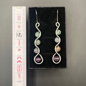 Fluorit ásvány fülbevaló  - ékszer - fülbevaló - lógó fülbevaló - Meska.hu