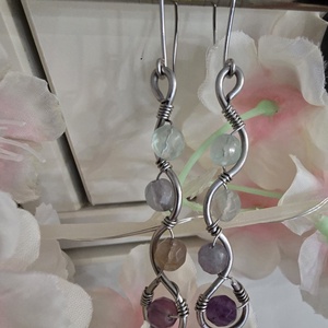 Fluorit ásvány fülbevaló  - ékszer - fülbevaló - lógó fülbevaló - Meska.hu