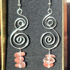 Málnakvarc fülbevaló , Ékszer, Fülbevaló, Lógó fülbevaló, , MESKA