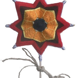 Fonal mandala virág piros - művészet - textilkép - egyéb - Meska.hu