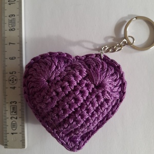 Szivecskés kulcstartó, táskadísz , Táska & Tok, Kulcstartó & Táskadísz, Táskaakasztó, Horgolás, MESKA