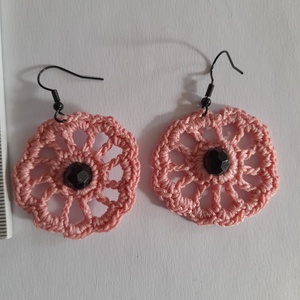 Horgolt fülbevaló, himző cérnából , Ékszer, Fülbevaló, Lógós kerek fülbevaló, Horgolás, MESKA