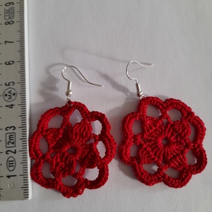 Horgolt fülbevaló, himző cérnából  - ékszer - fülbevaló - lógós kerek fülbevaló - Meska.hu