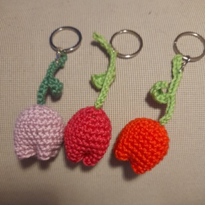 Tulipános horgolt kulcstartó , Táska & Tok, Kulcstartó & Táskadísz, Kulcstartó, Horgolás, MESKA