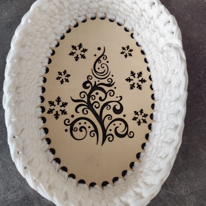 Horgolt karácsonyi kosárka  - otthon & életmód - tárolás & rendszerezés - tárolókosár - Meska.hu