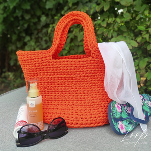 Kézzel horgolt narancssárga shopper táska  tökéletes strandoláshoz, Táska & Tok, Kézitáska & válltáska, Kézitáska, Horgolás, MESKA