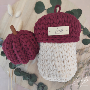 Horgolt makk tároló és őszi dekor tök szett  kézműves home decor - kellékek & szerszámok - dekorációs kellékek - őszi dekor - őszi dekortök - Meska.hu