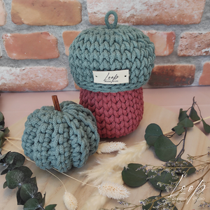Horgolt makk tároló és őszi dekor tök szett  kézműves home decor - Meska.hu