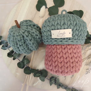 Horgolt makk tároló és őszi dekor tök szett  kézműves home decor - kellékek & szerszámok - dekorációs kellékek - őszi dekor - őszi dekortök - Meska.hu