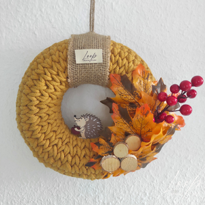 Hangulatos őszi ajtódísz kézzel horgolt alapon - otthon & életmód - dekoráció - ajtó- és ablak dekoráció - ajtódísz & kopogtató - Meska.hu