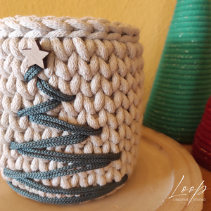 Horgolt karácsonyi kosár, nagy  kézműves tároló / dekoráció - karácsony - karácsonyi lakásdekoráció - karácsonyi lakásdíszek - Meska.hu