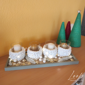 Természetes, letisztult és meleg karácsonyi asztal dekoráció otthonra, Karácsony, Karácsonyi lakásdekoráció, Karácsonyi lakásdíszek, Horgolás, MESKA