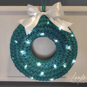 Horgolt, egyedi design karácsonyi ajtódísz - smaragd színben, Karácsony, Adventi díszek, Adventi ajtódísz, Horgolás, MESKA