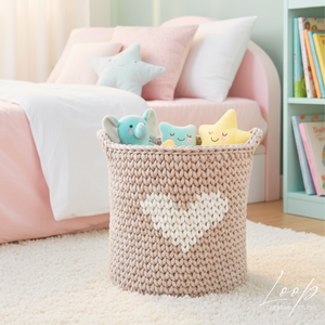 XL horgolt tároló kosár babaszobába � természetes pamut - Loop Baby, Baba - mama, Babaszobabútor, Játéktároló, Horgolás, MESKA