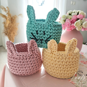 Nyuszis horgolt tárolókosár � tavaszi home dekor, kézzel készült, Ünnepi díszek, dekorációk, Húsvéti díszek és dekorációk, Húsvéti kosár, Horgolás, MESKA
