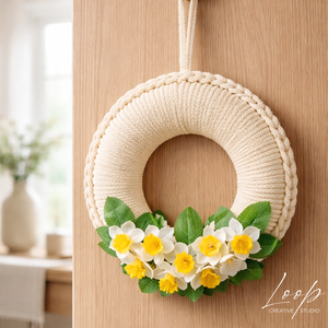 Butter yellow tavaszi kézműves ajtódísz � horgolt kopogtató, Otthon & Életmód, Dekoráció, Ajtó- és ablak dekoráció, Ajtódísz & Kopogtató, Horgolás, MESKA