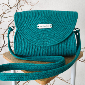 Luna Flap Bag � Kézműves Pamut Zsinórfonal Válltáska / Lekerekített Fedeles Női Táska - Meska.hu