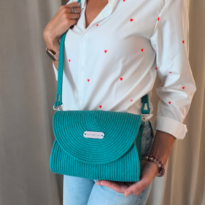 Luna Flap Bag � Kézműves Pamut Zsinórfonal Válltáska / Lekerekített Fedeles Női Táska - táska & tok - kézitáska & válltáska - vállon átvethető táska - Meska.hu