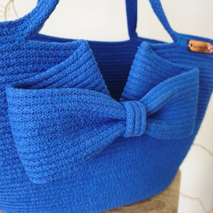 Elena Shopper Bag � Kézműves Pamut Zsinórfonal Válltáska / Masnis Női Shopper Táska - táska & tok - kézitáska & válltáska - válltáska - Meska.hu