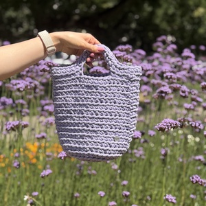 Kis shopper táska , Táska & Tok, Kézitáska & válltáska, Kézitáska, Horgolás, Horgolt, Prémium zsinórfonalból készült. 
Kerek alja van, béléssel készült. , MESKA