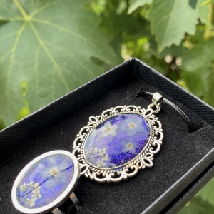 Tengerészkék nyaklánc-gyűrű ékszerszett - ékszer - ékszerszett - Meska.hu