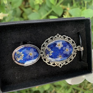 Tengerészkék nyaklánc-gyűrű ékszerszett - ékszer - ékszerszett - Meska.hu