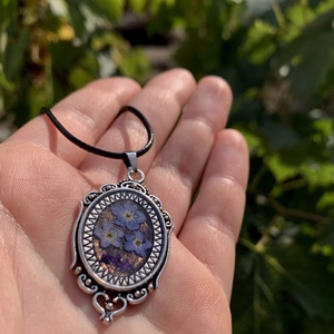 Arany-szürke szárított virágos nyaklánc-gyűrű ékszerszett - ékszer - ékszerszett - Meska.hu